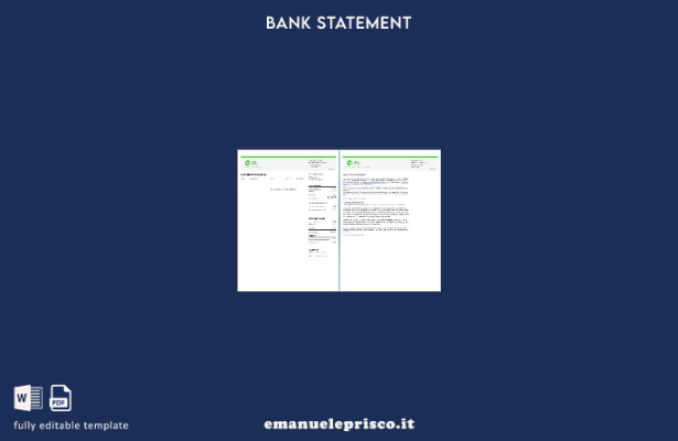 modello di pagine di parole di estratto conto bancario USA Green Dot in stile ve
